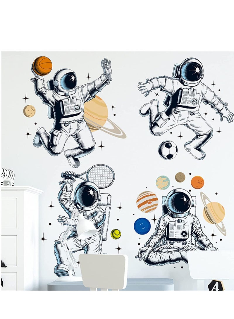 Astronauts Wall Decals, Removable PVC Universe Space Wall Stickers for Bedroom Living Room Kid's Room Kindergarten, Art Window Door Cabinet Corridor NASA Wall Decor Murals (Astronauts 2) - Image 3